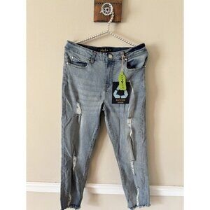 NWT Indigo Rein Juniors Size 11 High Rise Crop Raw Hem Distressed Jeans